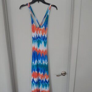 Multicolored Maxi Halter Dress